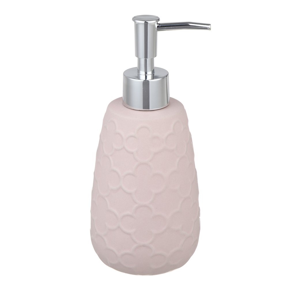 VETTA Дозатор для жидкого мыла, керамика, 300 мл, 8x8x18,5 см, Оливия, персиковый, арт.№ 478-186