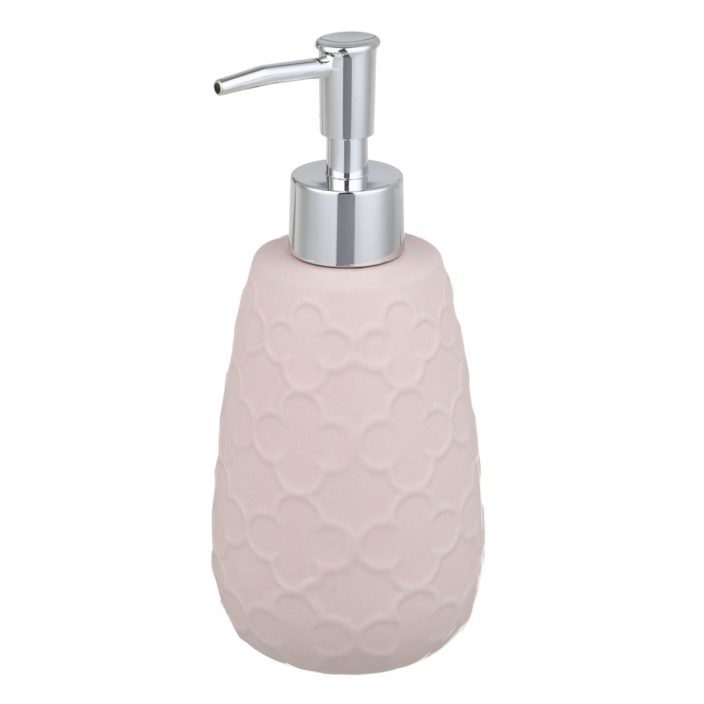 VETTA Дозатор для жидкого мыла, керамика, 300 мл, 8x8x18,5 см, Оливия, персиковый, арт.№ 478-186