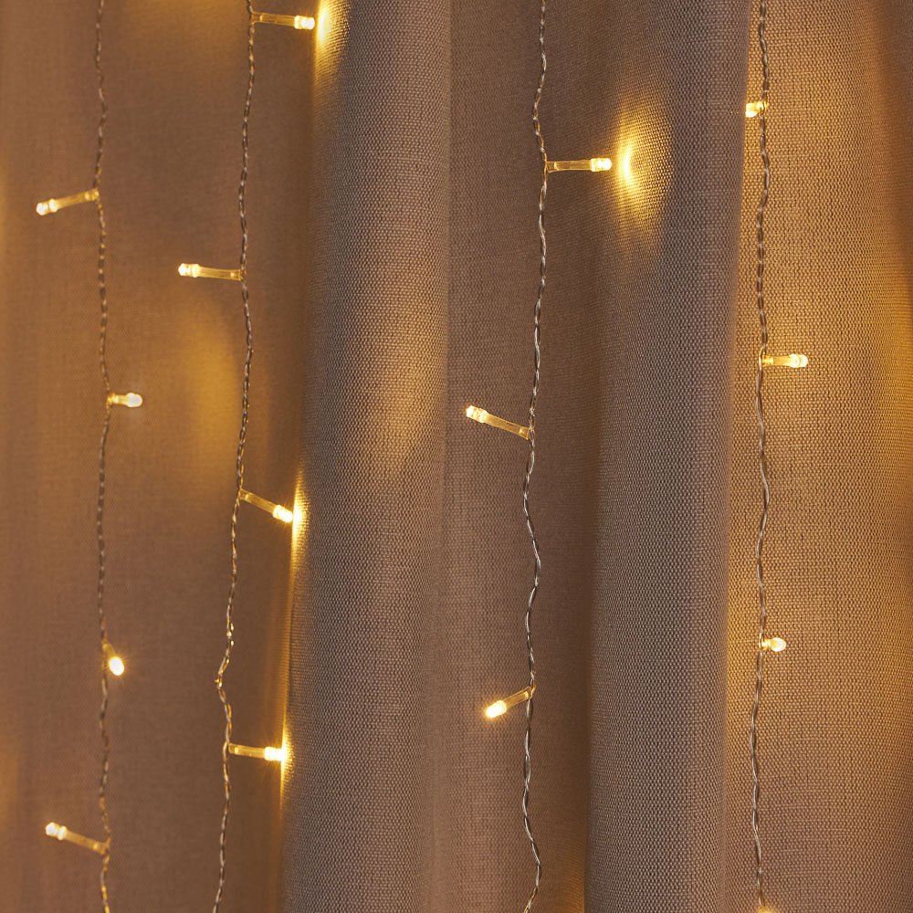 Гирлянда занавес 1.5x1.5 м СНОУ БУМ, 150 LED ламп, постоянное свечение шампань, ПВХ прозрачный, 10 нитей, 220В, арт.№ 382-078