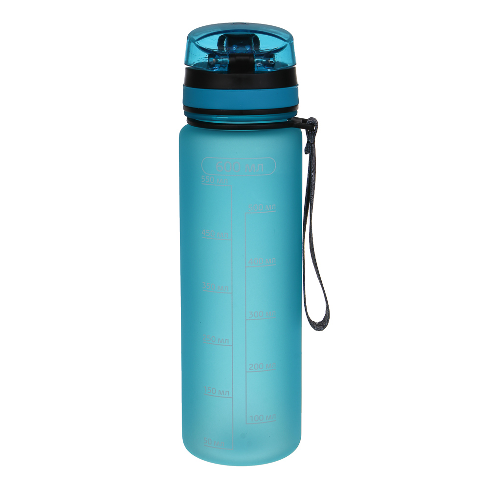 Бутылка спортивная для воды с поильником тм BY SPORT, 600мл, 23x6см, PC, силикон, 4 цвета, арт.№ 088-128