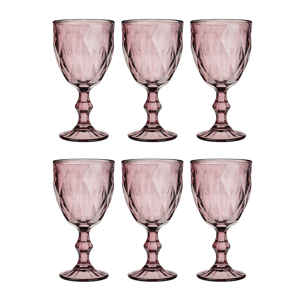 MILLIMI Набор бокалов для вина 6 шт, 320 мл, стекло, бордовый ромб, арт.№ 878-636