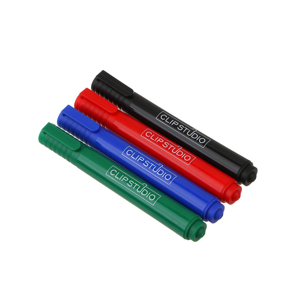 Набор маркеров перманентных ClipStudio 4 цвета, пулевидный, 5мм, чехол с европодвесом, арт.№ 613-074