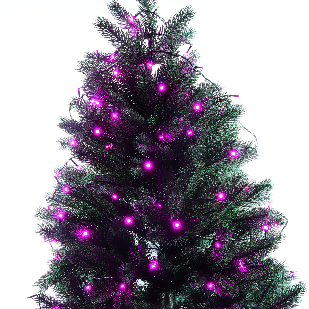 Гирлянда вьюн 20 м СНОУ БУМ, 200 LED ламп, розовое свечение (8 режимов), ПВХ чёрный, 220В, арт.№ 384-221