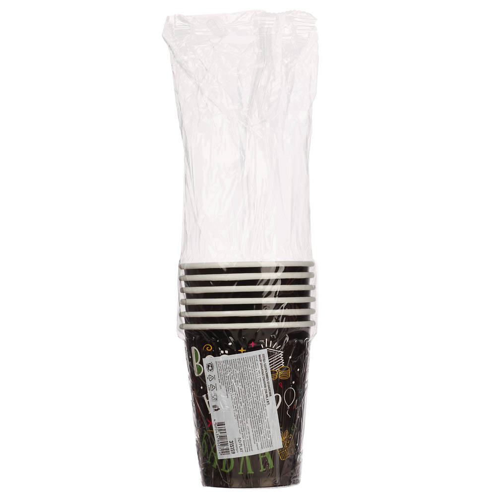 Набор бумажных стаканов Шутки на черном, 6 шт*250 мл, арт.№ 530-452