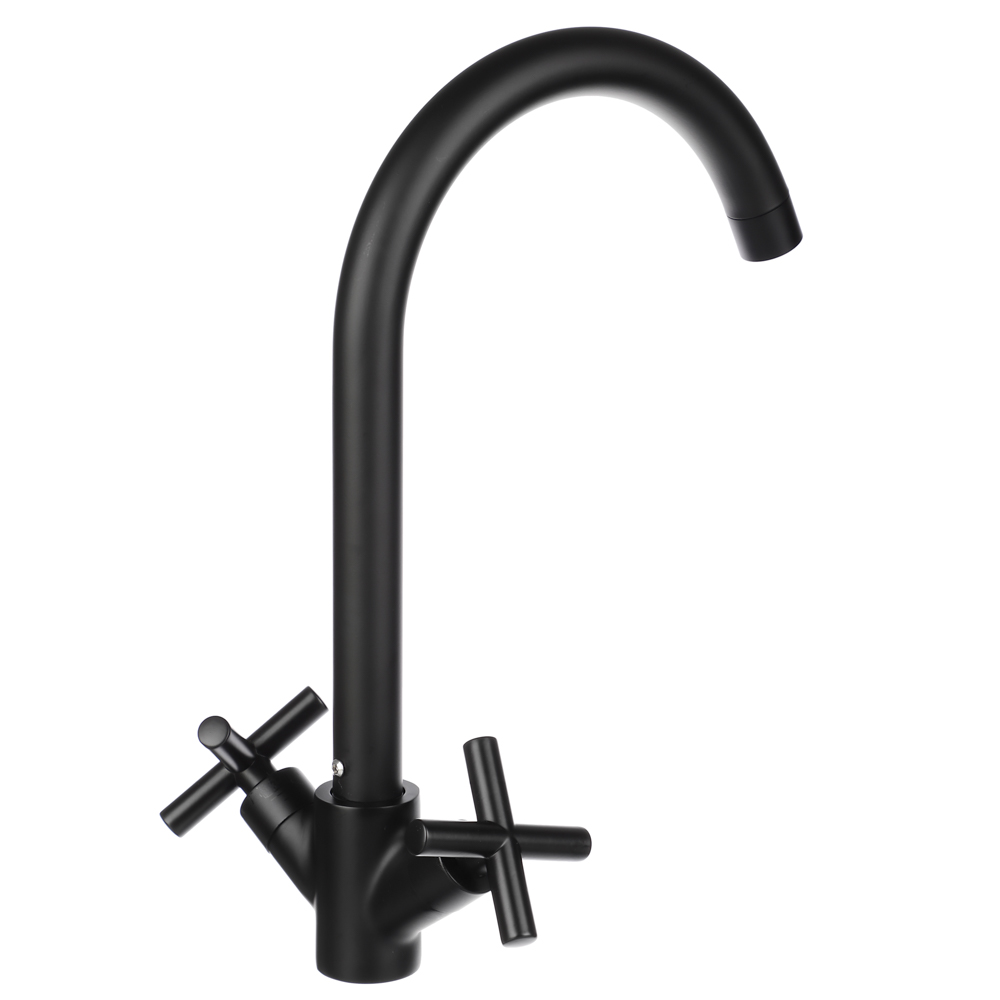 RAIN Смеситель для кухни Кристал, кран-буксы 1/2, гайка, латунь, черный, арт.№ 561-017