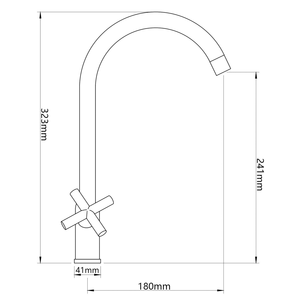 RAIN Смеситель для кухни Кристал, кран-буксы 1/2, гайка, латунь, черный, арт.№ 561-017