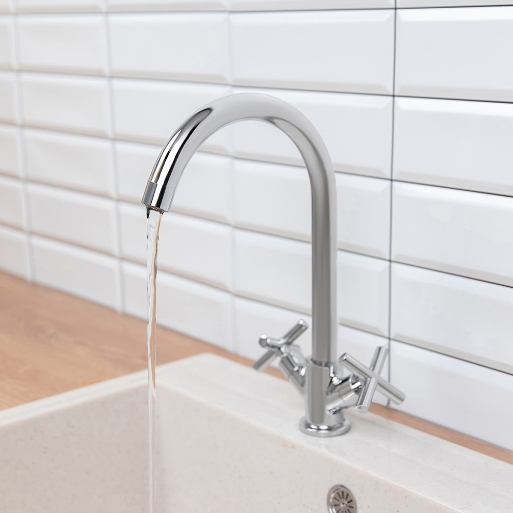 RAIN Смеситель для кухни Кристал, кран-буксы 1/2, гайка, латунь, хром, арт.№ 561-018