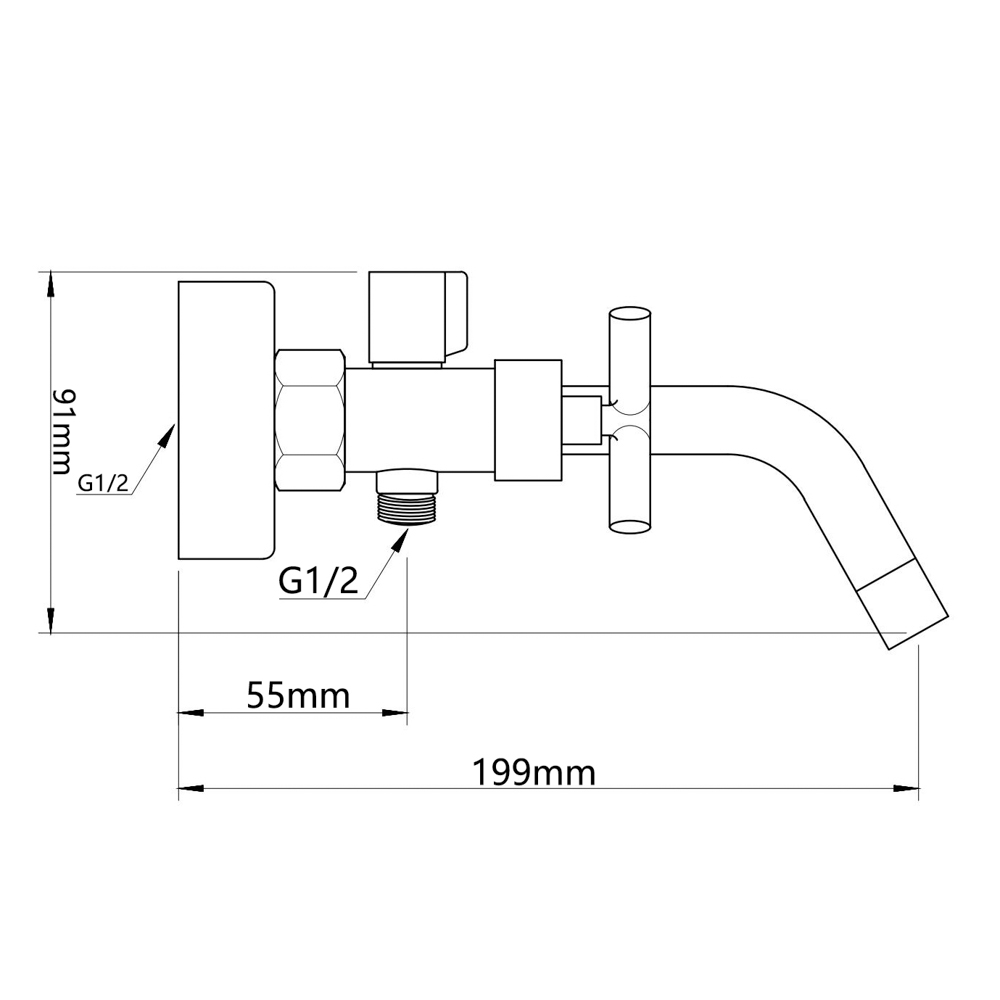 RAIN Смеситель для ванны Кристал, короткий излив, душ. набор, кран-буксы 1/2, латунь, хром, арт.№ 561-020