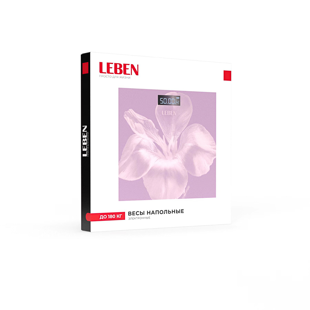 Весы напольные электронные "Ботаника" тм LEBEN, ЖК-дисплей, макс. нагр.до 180кг, 28х28см, арт.№ 252-102