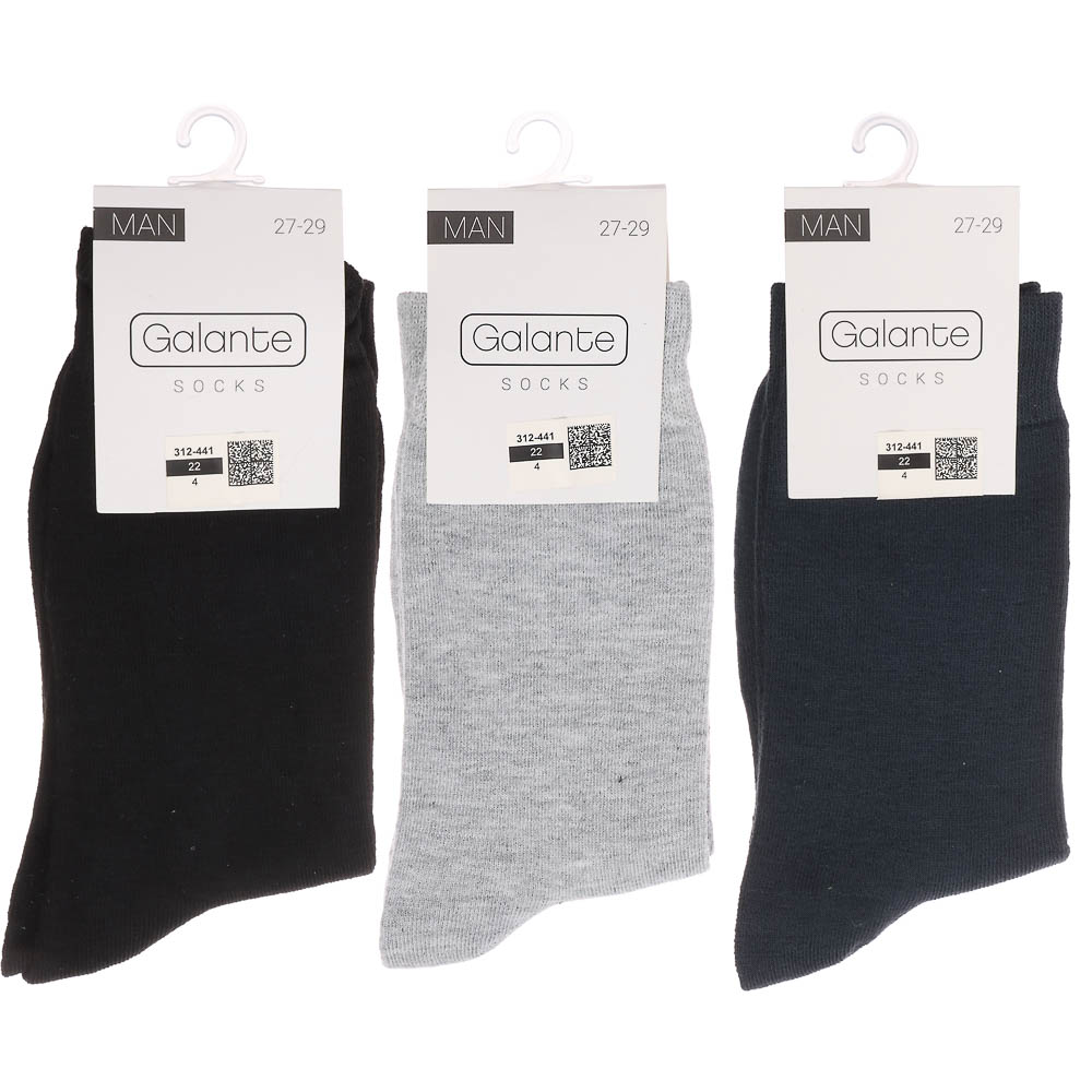 GALANTE Носки мужские, р.27-29, 85% хлопок, 10% полиамид, 5% спандекс, разноцветные, #8, арт.№ 312-441