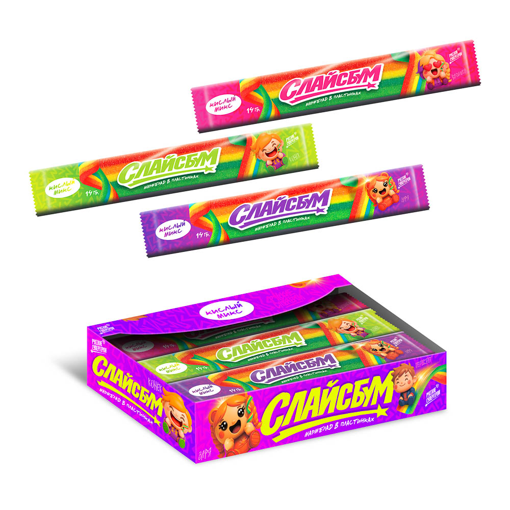 BY Русские Супергерои Мармелад кислый в пластинках со вкусом фруктовая смесь 14 гр., арт.№ 347-534