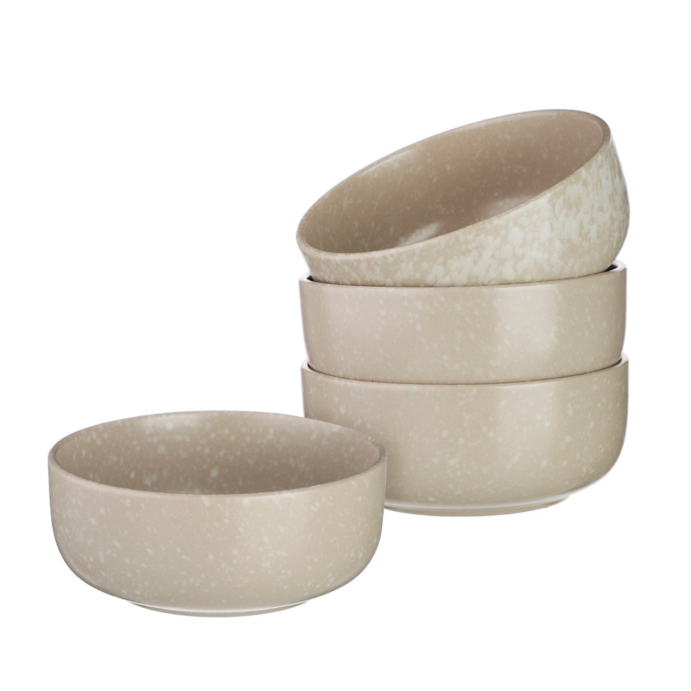 MILLIMI Набор столовой посуды 16 предметов (тарелка 26 см - 4 шт., тарелка 20 см - 4 шт., салатник 14 см - 4 шт., кружка 340 мл - 4 шт.) керамика, бежевый, арт.№ 824-179