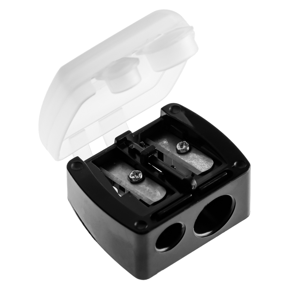 ЮНИLOOK Точилка для косметических карандашей двойная, пластик, 4х3,5х2см, черный, SB-02A-11, арт.№ 357-066