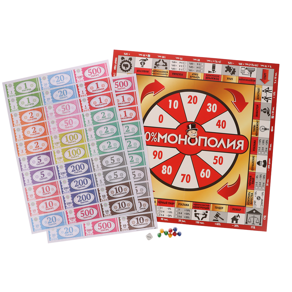 Экономическая настольная игра "100%Монополия", арт.№ 538-211