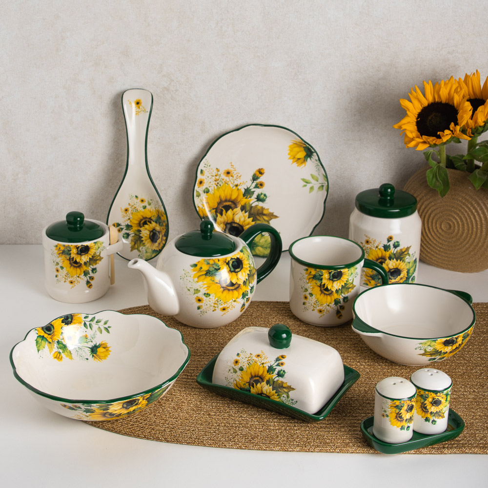 MILLIMI Подсолнухи Бульонница c ручками, 500мл, 18х15х5,5см, керамика, арт.№ 824-654