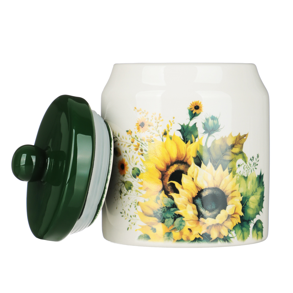 MILLIMI Подсолнухи Банка для хранения, 500мл, 10х13,8см, керамика, арт.№ 824-655