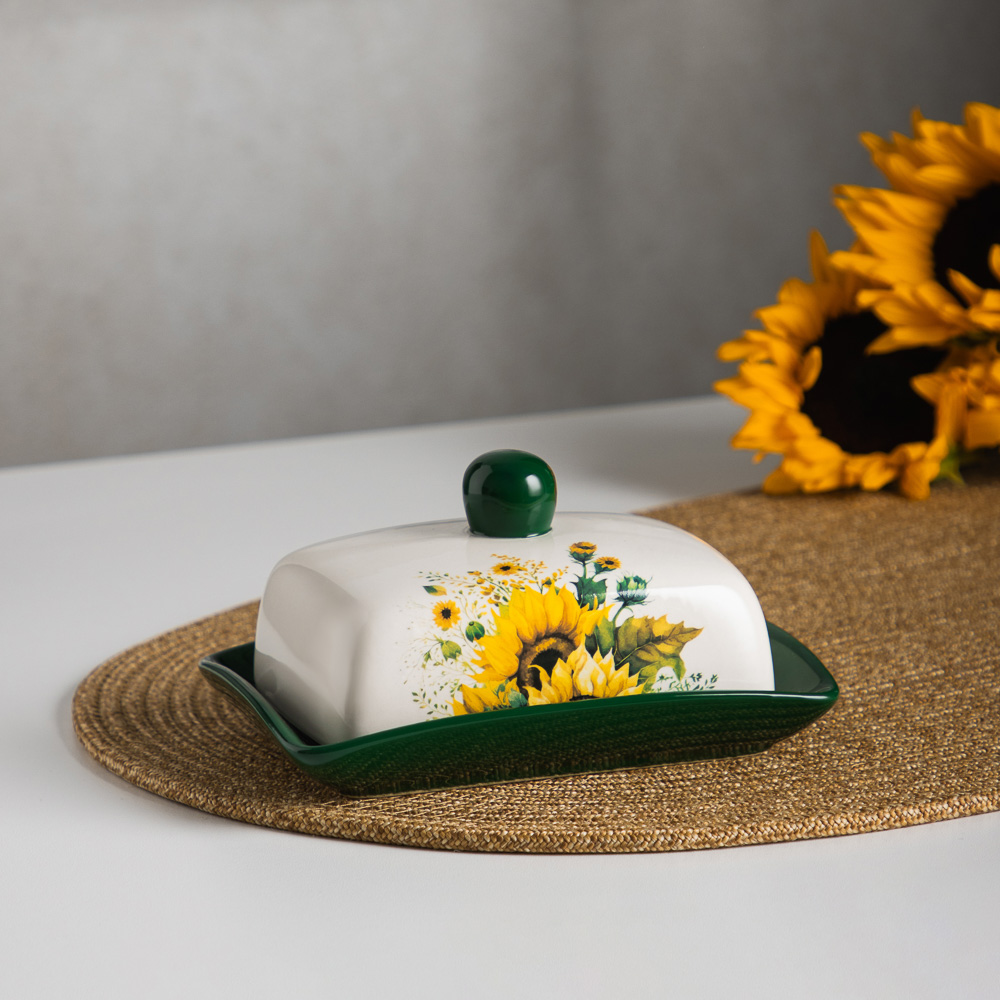 MILLIMI Подсолнухи Масленка, 17х12x8см, керамика, арт.№ 824-658