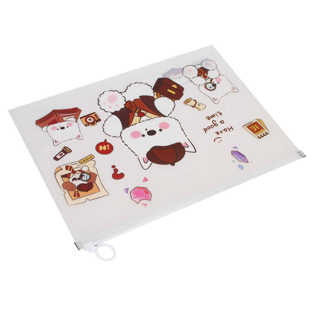 Папка на молнии А4 "Друзья товарищи", толщина 180мкм, ПП, 4 дизайна, арт.№ 532-082