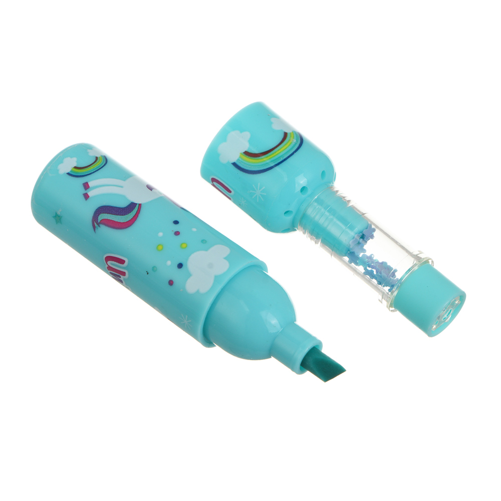 Набор маркеров-выделителей 6 цветов, "Единорожка/Котики", колпачок глиттер в форме звезд, 2 вида, арт.№ 532-083