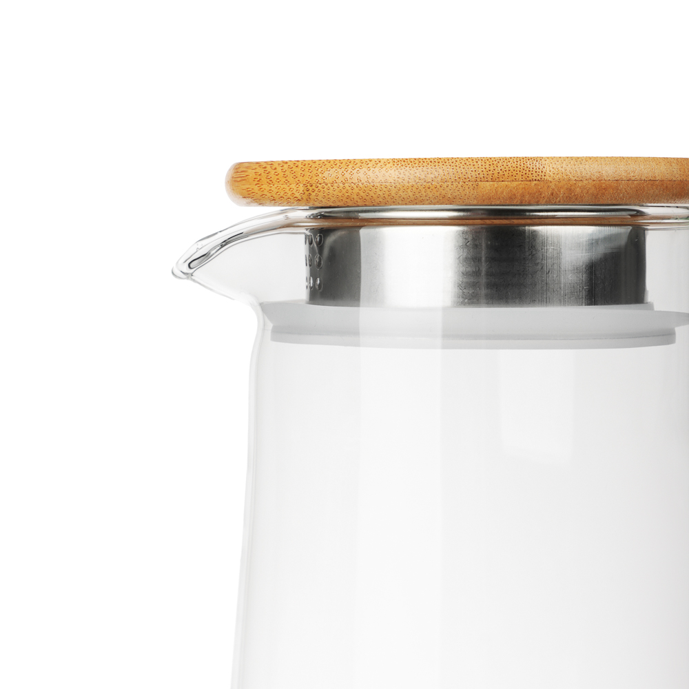 VETTA ЭКО Кувшин 1500мл, с металлическим фильтром, бамбуковая крышка, стекло, арт.№ 850-256