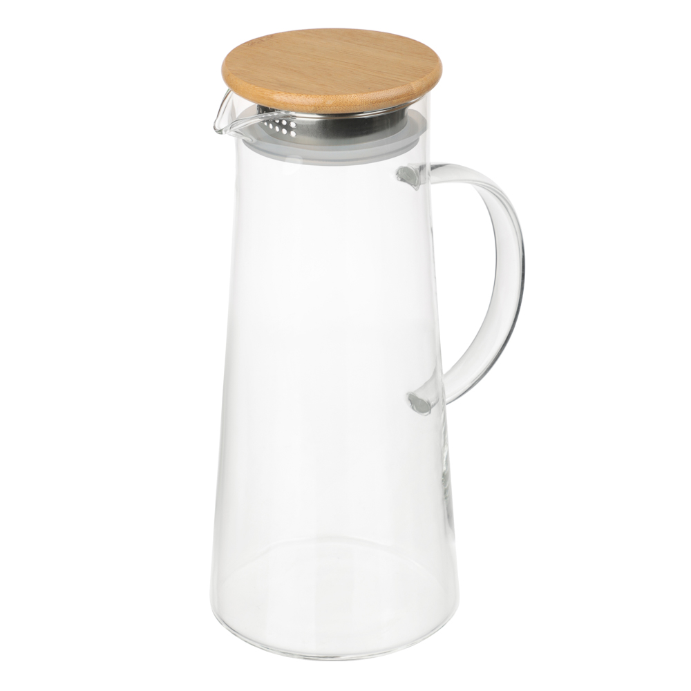 VETTA ЭКО Кувшин 1500мл, с металлическим фильтром, бамбуковая крышка, стекло, арт.№ 850-256