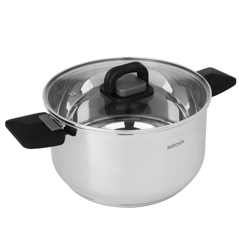 Кастрюля тм SATOSHI Манн 24х13,5см. 6,5л. со стекл. крышкой, индукция, арт.№ 822-301