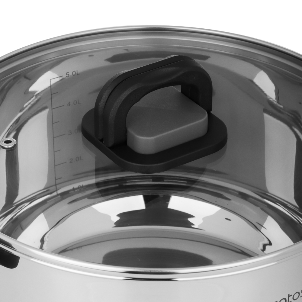 Кастрюля тм SATOSHI Манн 24х13,5см. 6,5л. со стекл. крышкой, индукция, арт.№ 822-301