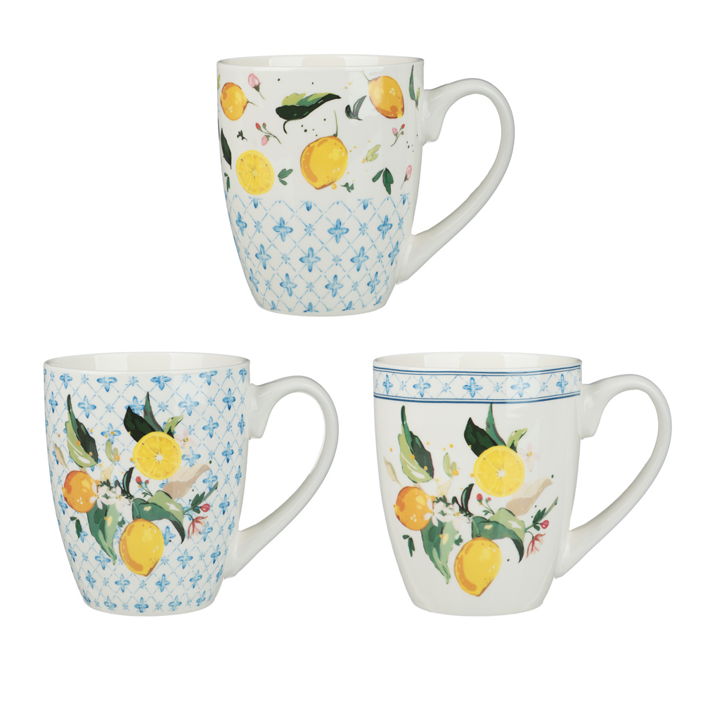 Кружка тм MILLIMI Лимоны, 400мл, фарфор, 3 дизайна, арт.№ 806-358