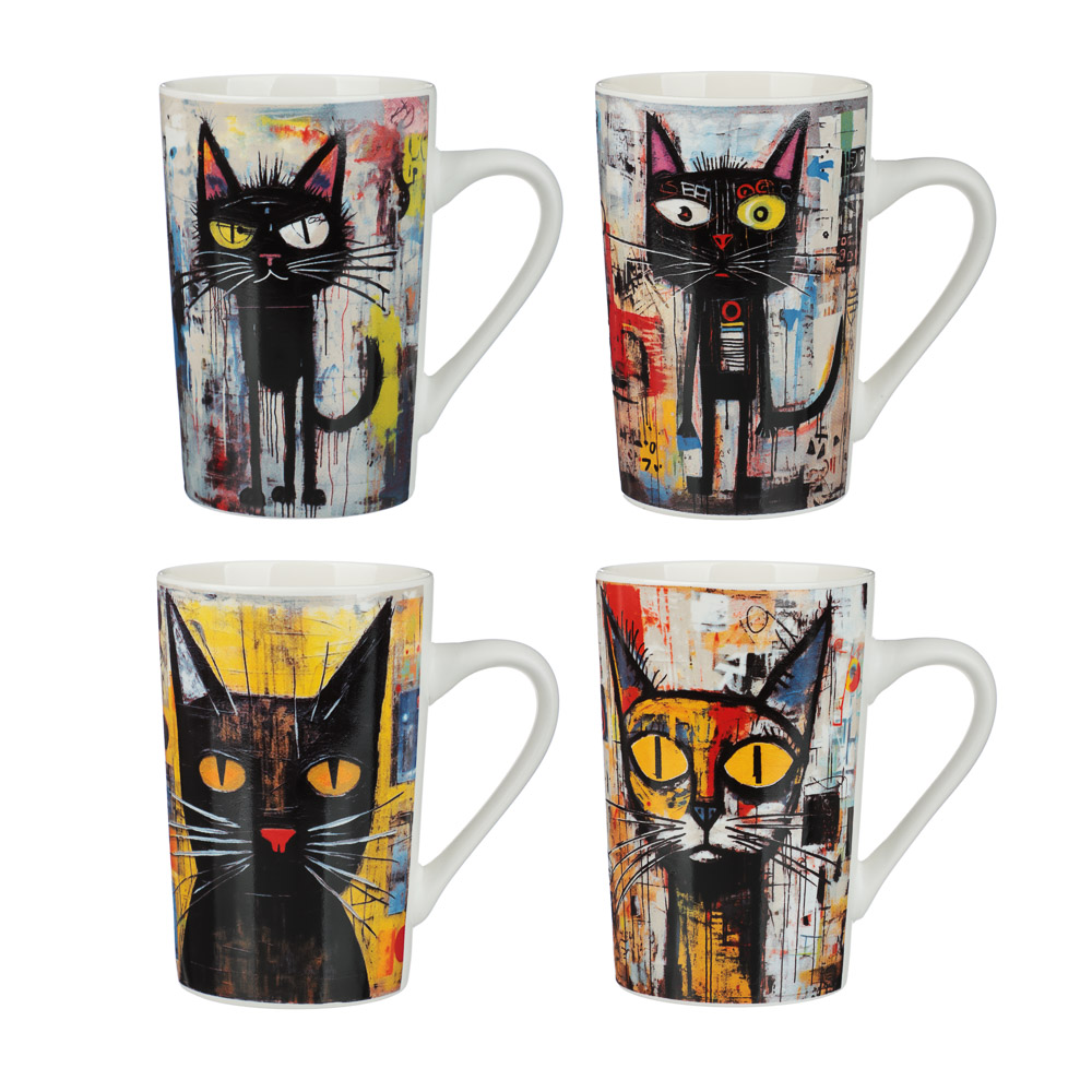 Кружка тм MILLIMI Кошачий глаз, 380мл, фарфор, 4 дизайна, арт.№ 806-359