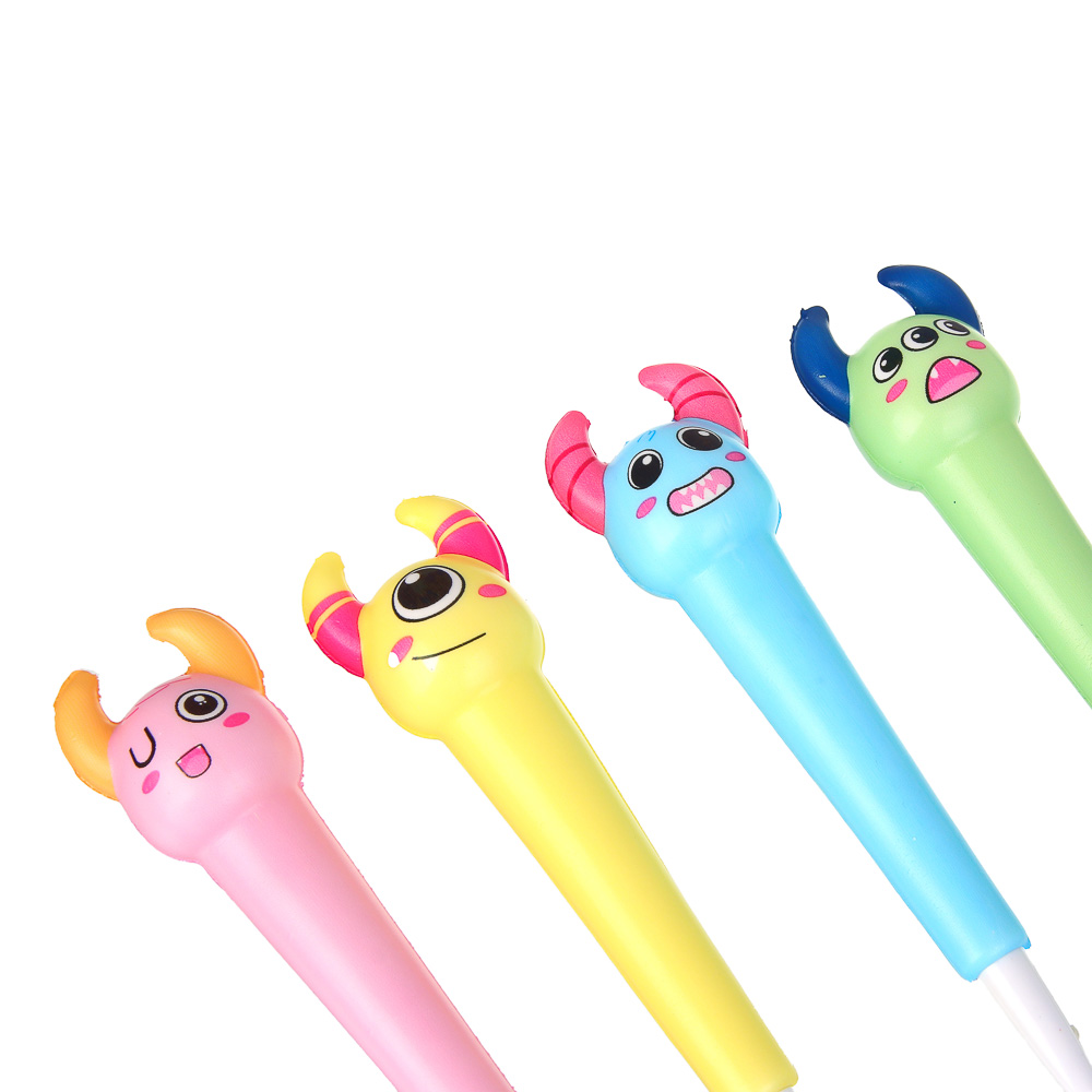 Ручка-мялка шариковая синяя, в форме монстрика, 4 дизайна, арт.№ 591-257