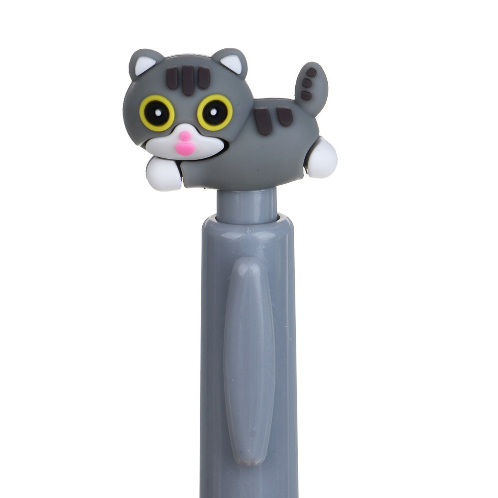 Ручка шариковая автоматическая синяя, "Жми на хвостик котика", 2 дизайна, арт.№ 591-258