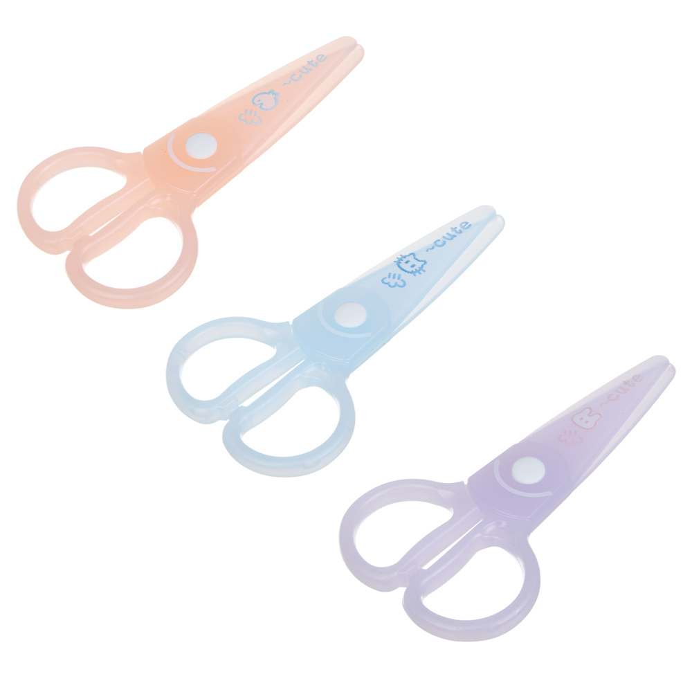 Ножницы, 125 мм, с безопасными пластиковыми лезвиями, пастель 3 цвета, шоу-бокс, арт.№ 607-080