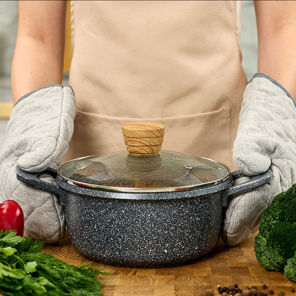 SATOSHI Брунико Наб.пос.10пр,а/пр.покр.:кастр+крышк.2,4 л; 4,3л; 6,4л ;ковш+крышк.1.4л;сков 24см;сот, арт.№ 846-719