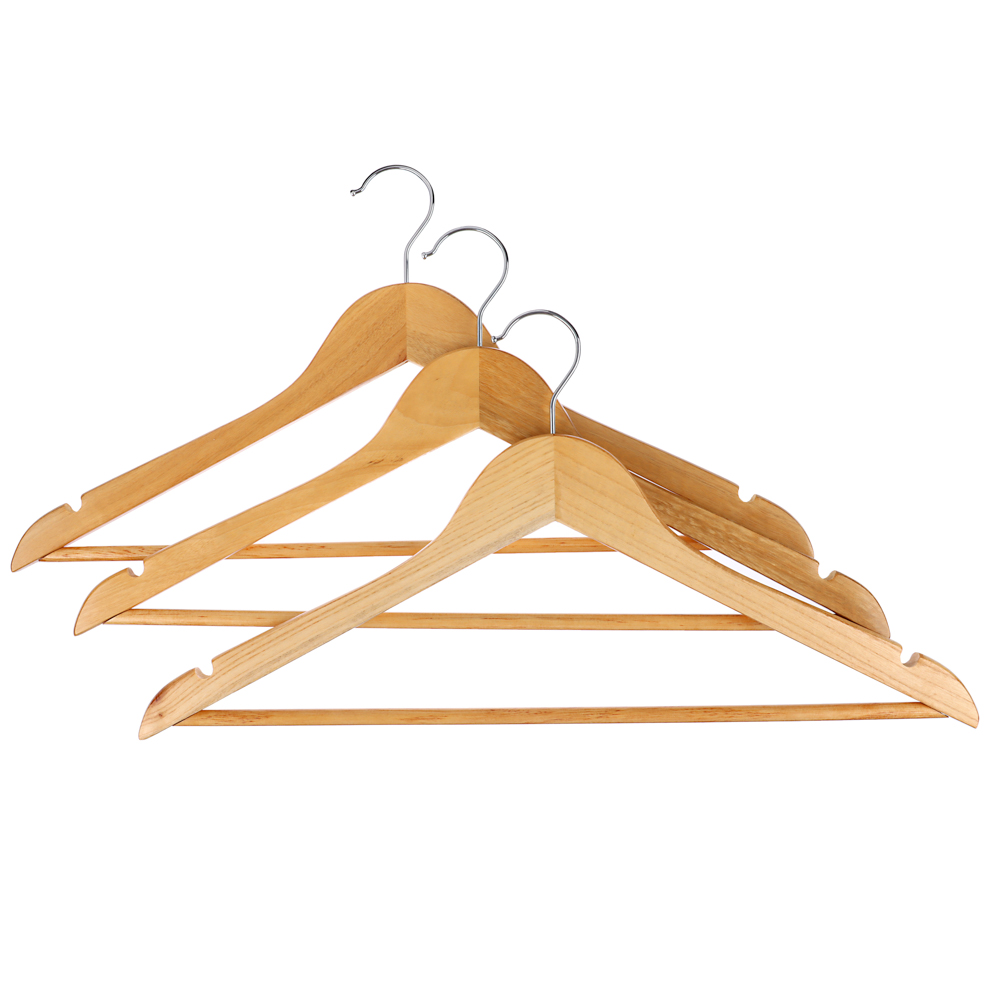 Вешалки для одежды тм VETTA, 3шт, 45см, деревянные, хром, цвет светлое дерево, арт.№ 455-052