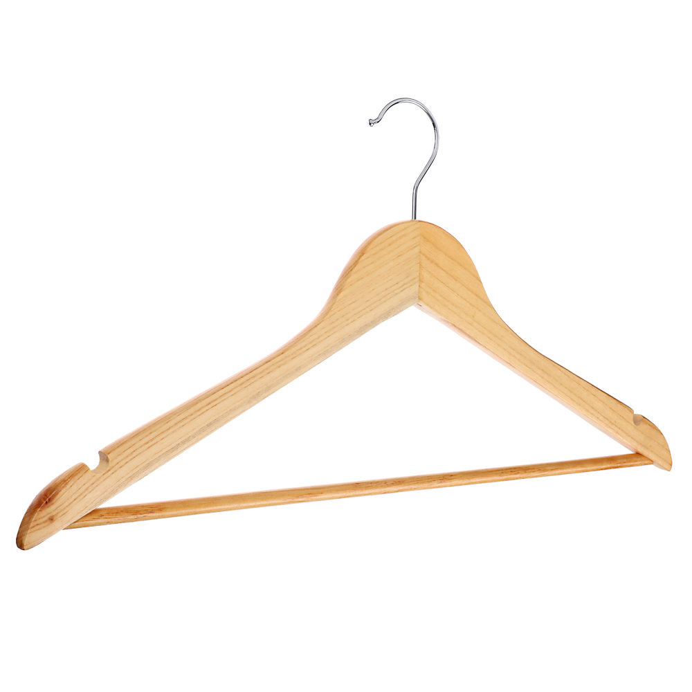 Вешалки для одежды тм VETTA, 3шт, 45см, деревянные, хром, цвет светлое дерево, арт.№ 455-052