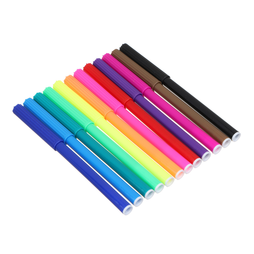 Умка Фломастеры 12 цветов, с цветным вентилируемым колпачком, большие, смываемые, ПВХ пенал, арт.№ 805-027