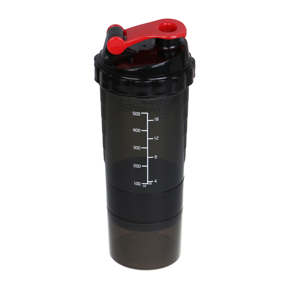 Спортивный шейкер 3 в 1, тм BY SPORT, 500мл, 25x9см, полипропилен, арт.№ 088-135