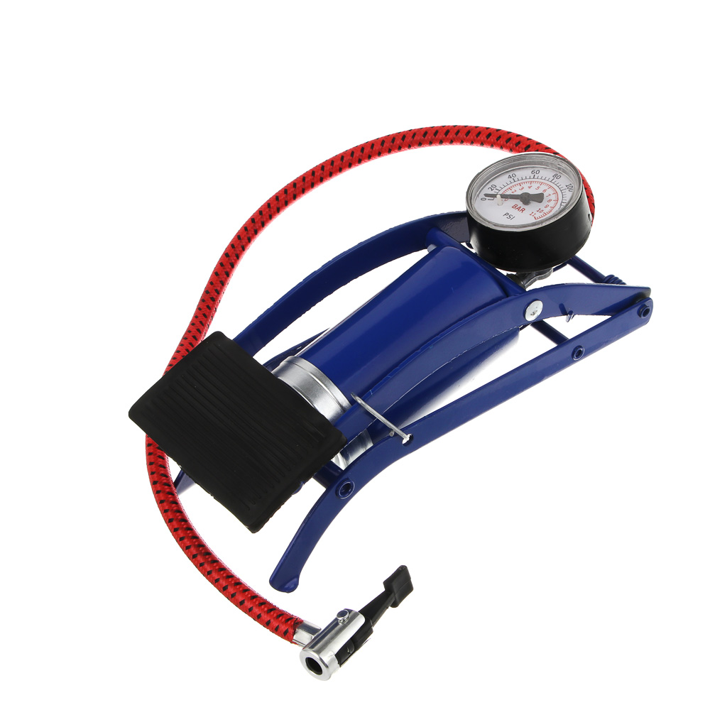 Насос ножной с манометром, тм BY SPORT, 22x9см, металл, арт.№ 069-004