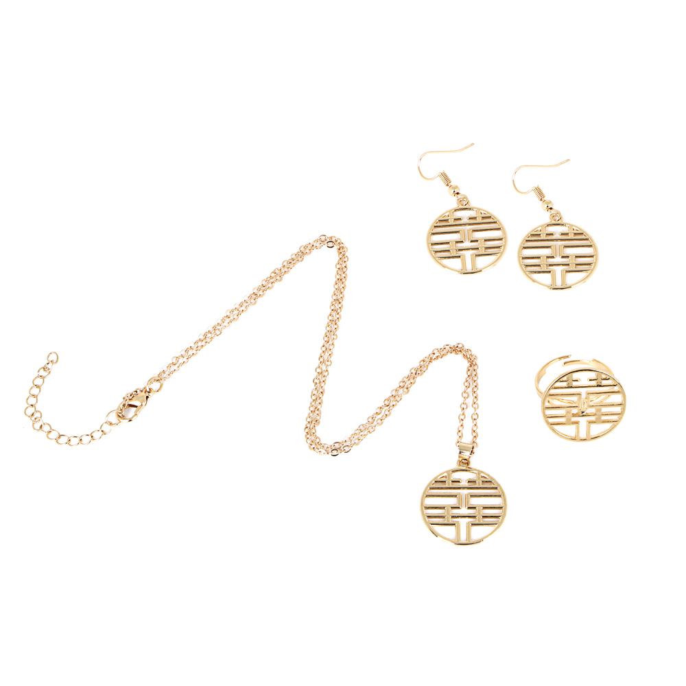 BERIOTTI Набор бижутерии 3 пр.: цепочка с подвеской, серьги, кольцо, биж.сплав, 4 дизайна, арт.№ 316-362