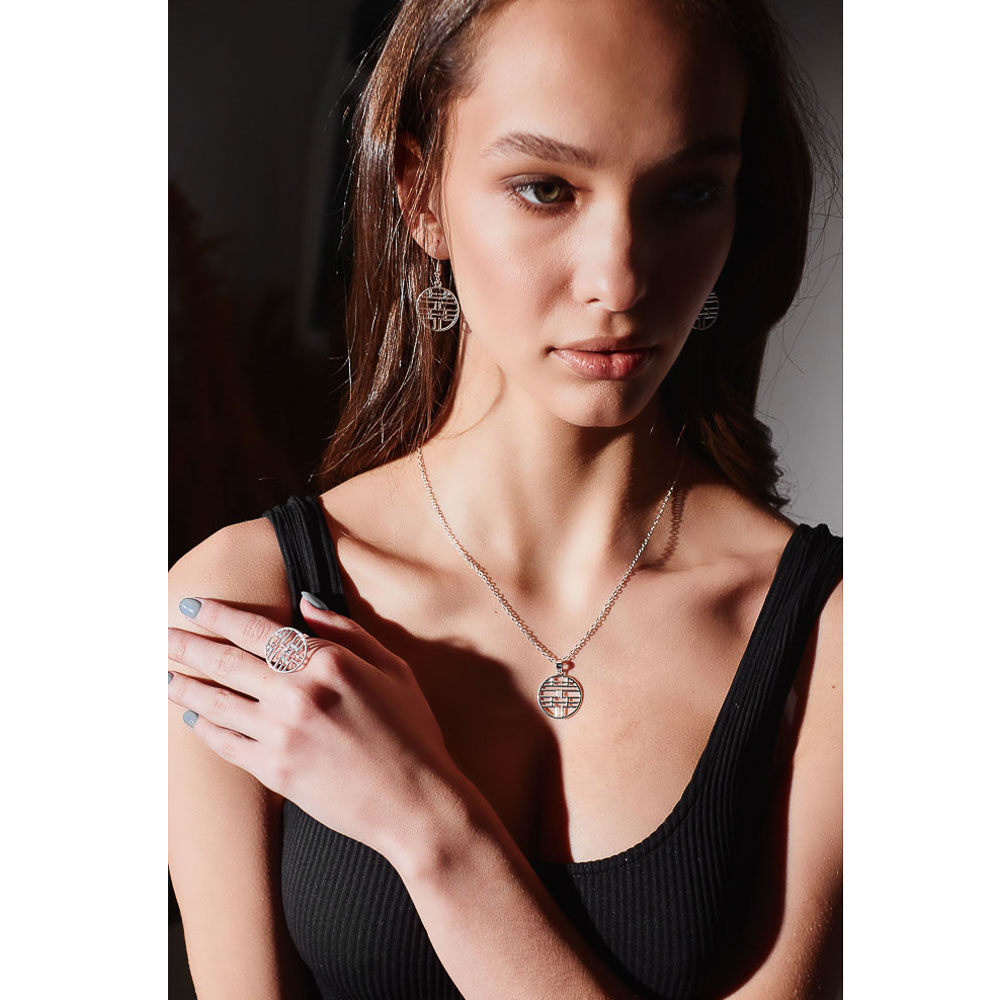 BERIOTTI Набор бижутерии 3 пр.: цепочка с подвеской, серьги, кольцо, биж.сплав, 4 дизайна, арт.№ 316-362