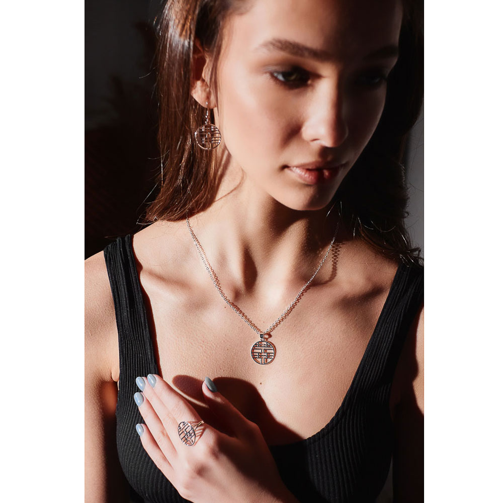 BERIOTTI Набор бижутерии 3 пр.: цепочка с подвеской, серьги, кольцо, биж.сплав, 4 дизайна, арт.№ 316-362