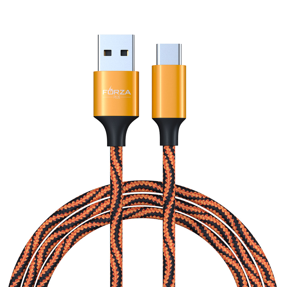 Кабель для зарядки USB(A)-Type C FORZA Серпантин, 1м, 1.5А, тканевая оплётка, 4 цвета, пакет, арт.№ 470-034
