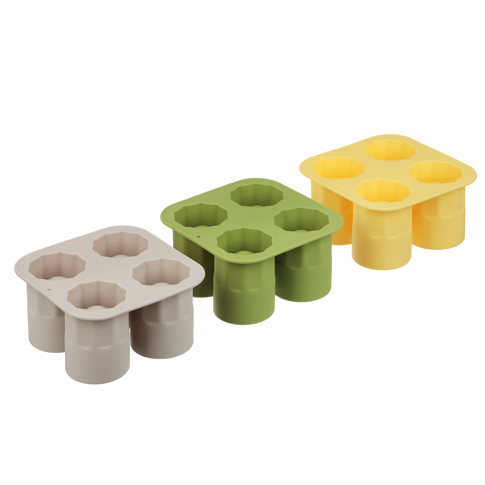 VETTA Форма силиконовая для льда 4 ячейки 12,5х12,5х7см, "Рюмка", 3 цвета, арт.№ 856-209