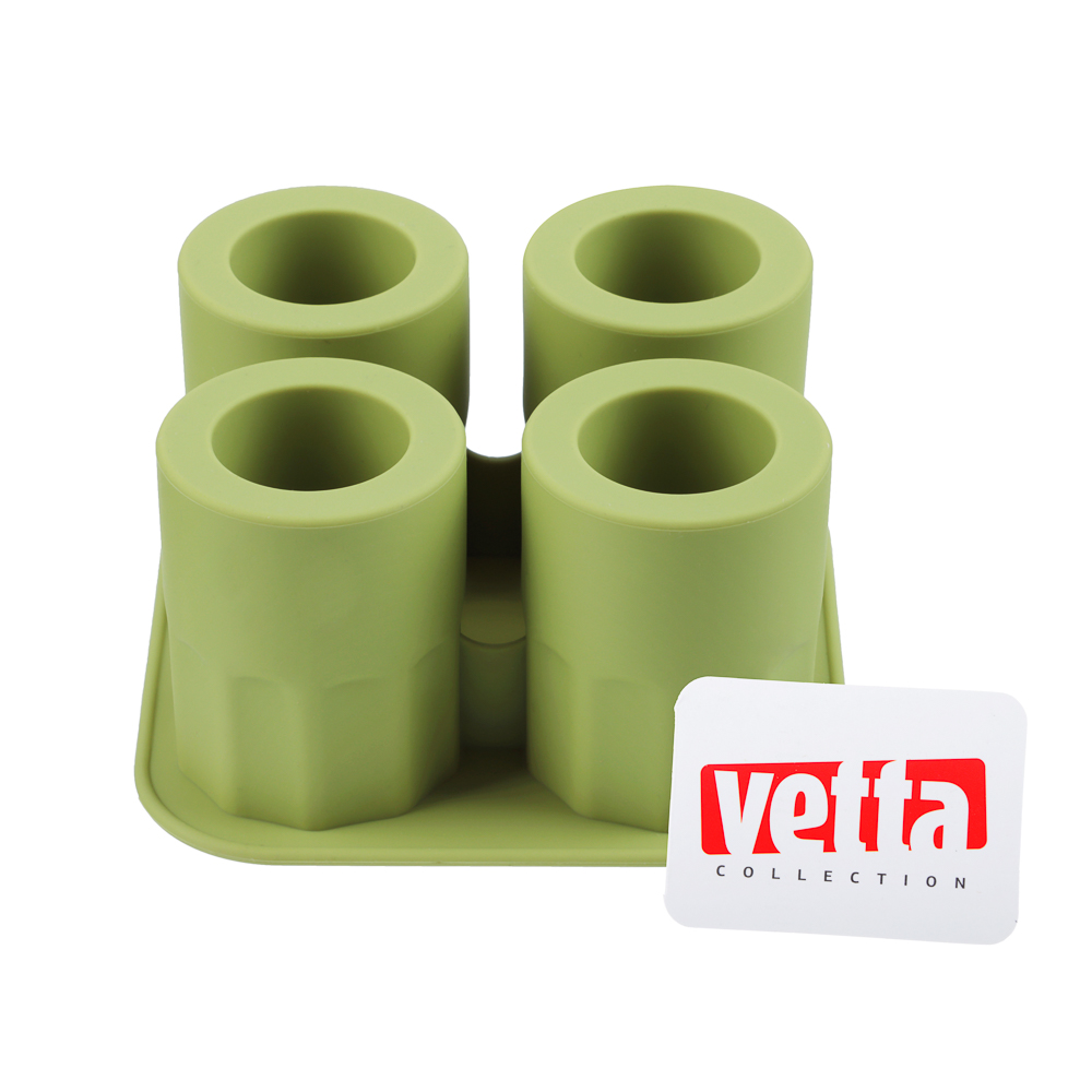 VETTA Форма силиконовая для льда 4 ячейки 12,5х12,5х7см, "Рюмка", 3 цвета, арт.№ 856-209