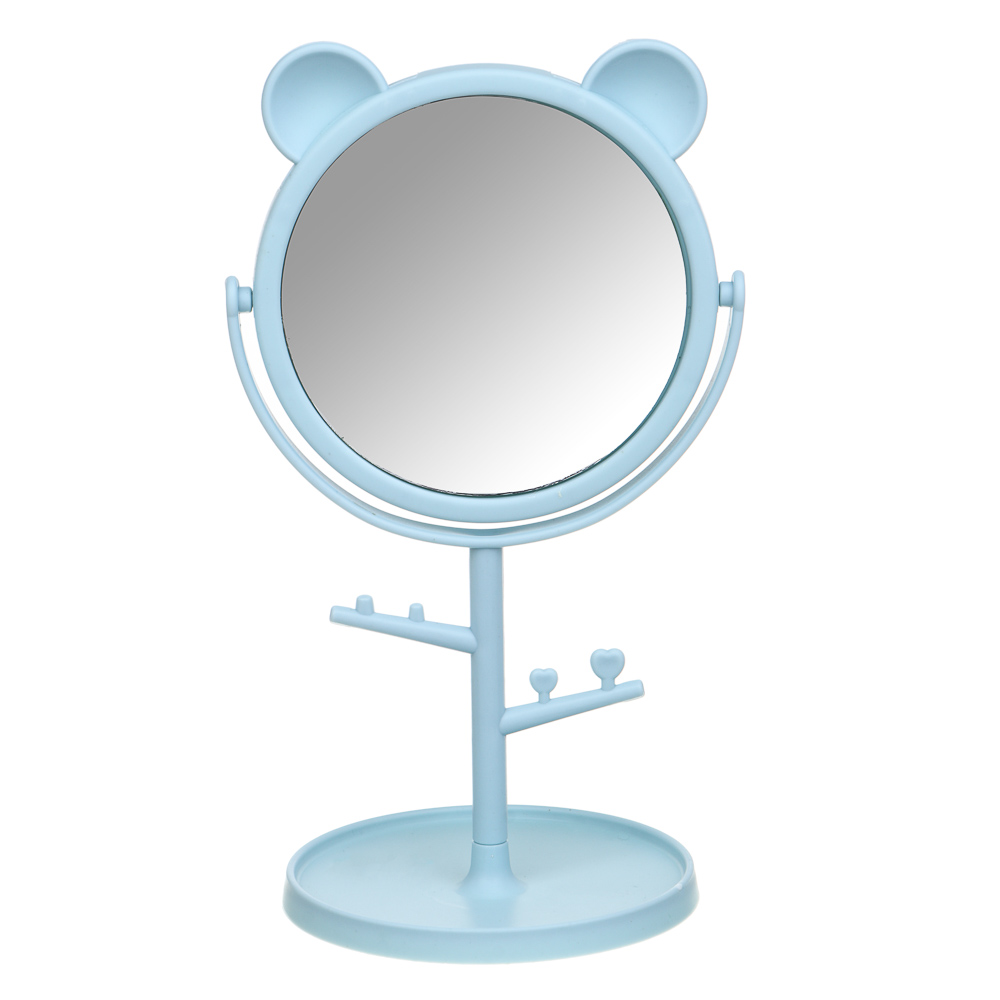 Зеркало настольное тм ЮНИLOOK, с подставкой, пластик, стекло, высота 20 см, диаметр 10,5см, 3 цвета, арт.№ 301-265