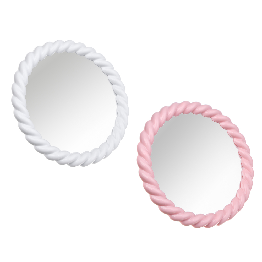 ЮНИLOOK Зеркало настольное круглое в витой рамке, пластик, стекло, диаметр 18,5см, 2 цвета, арт.№ 301-268