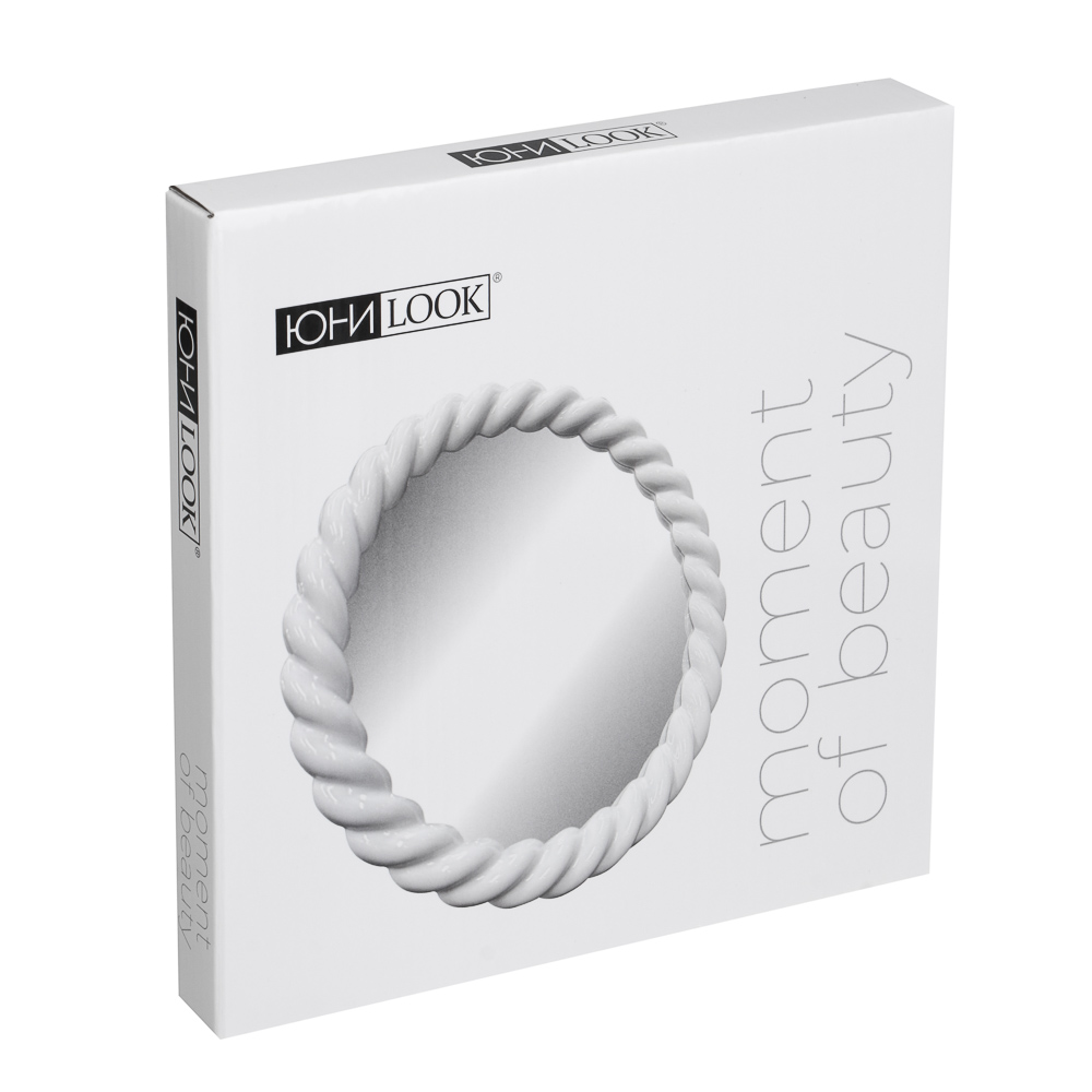 ЮНИLOOK Зеркало настольное круглое в витой рамке, пластик, стекло, диаметр 18,5см, 2 цвета, арт.№ 301-268