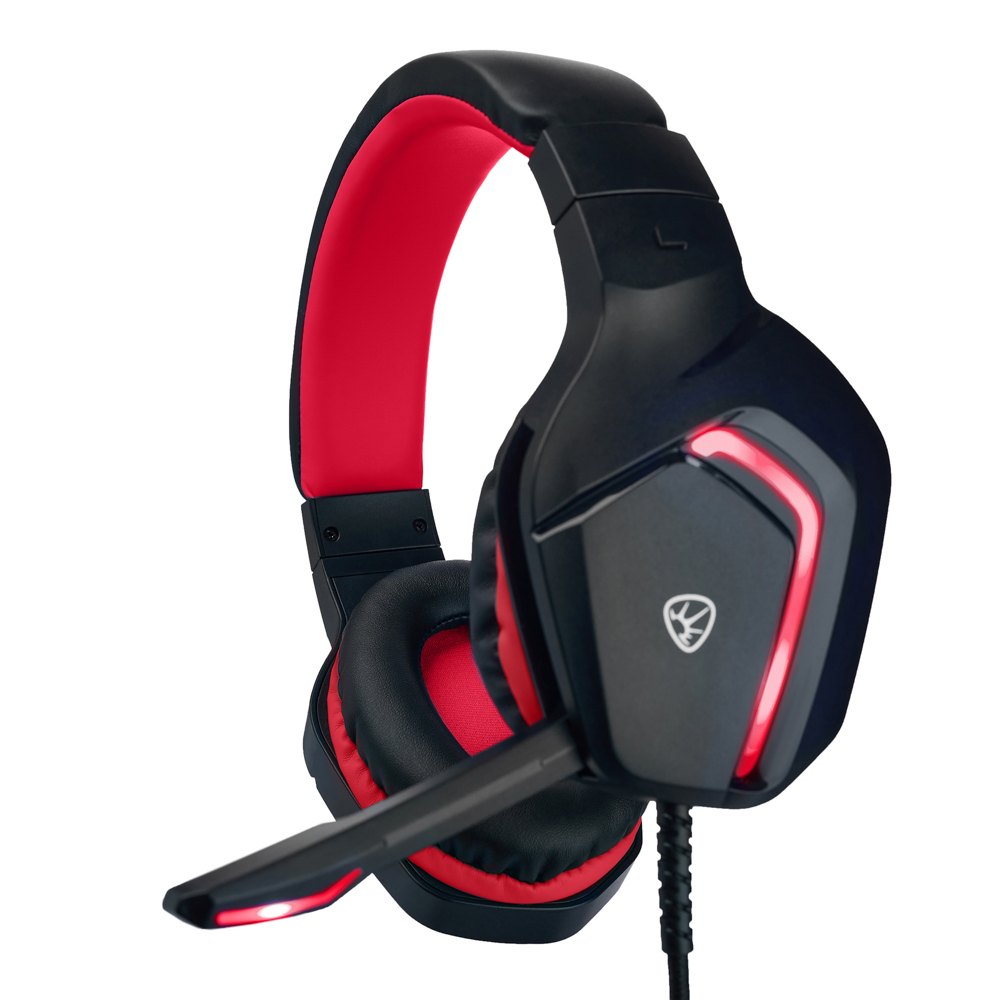 Наушники проводные с микрофоном игровые BY Bascinet USB 3,2 м, красная подсветка, арт.№ 410-084