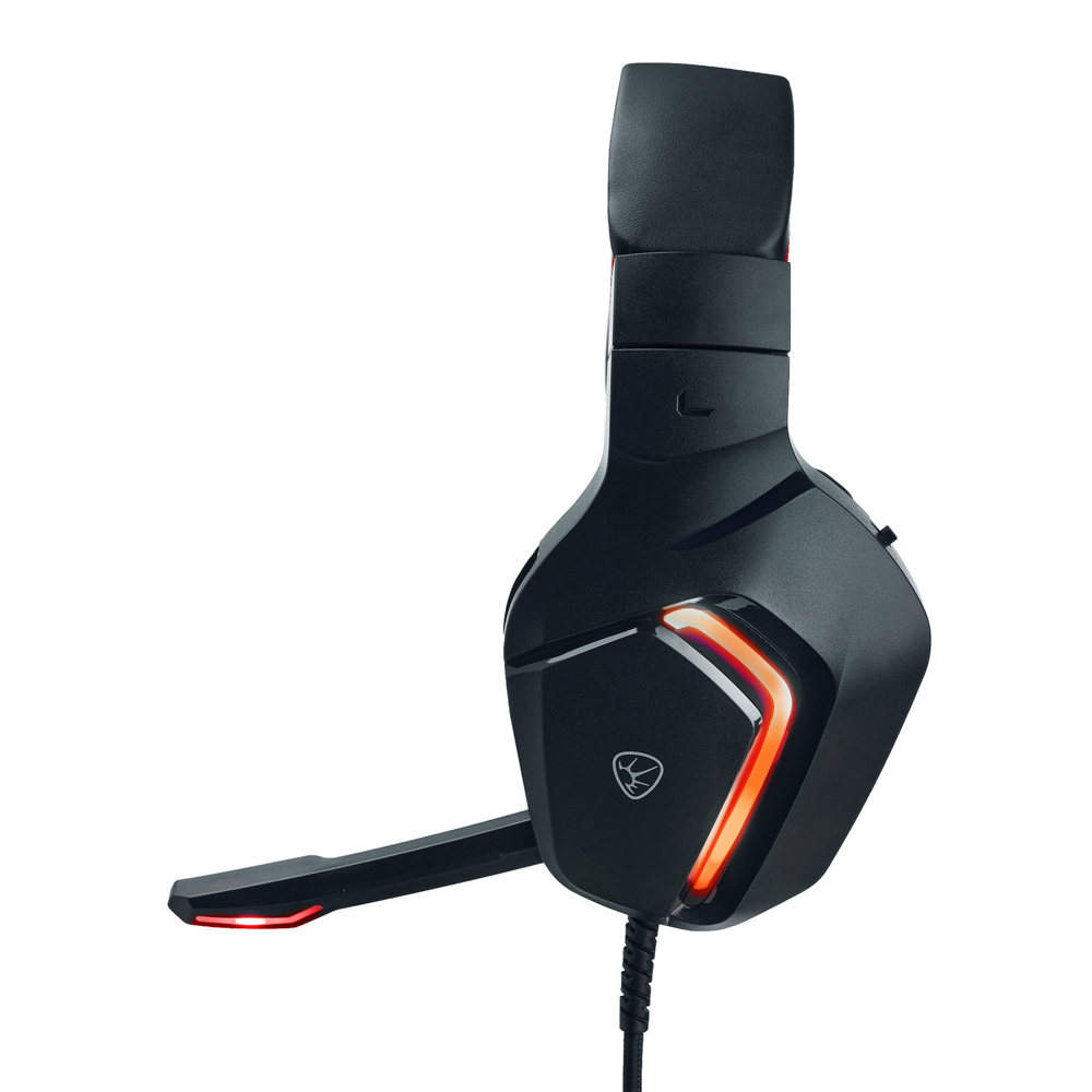 Наушники проводные с микрофоном игровые BY Bascinet USB 3,2 м, красная подсветка, арт.№ 410-084