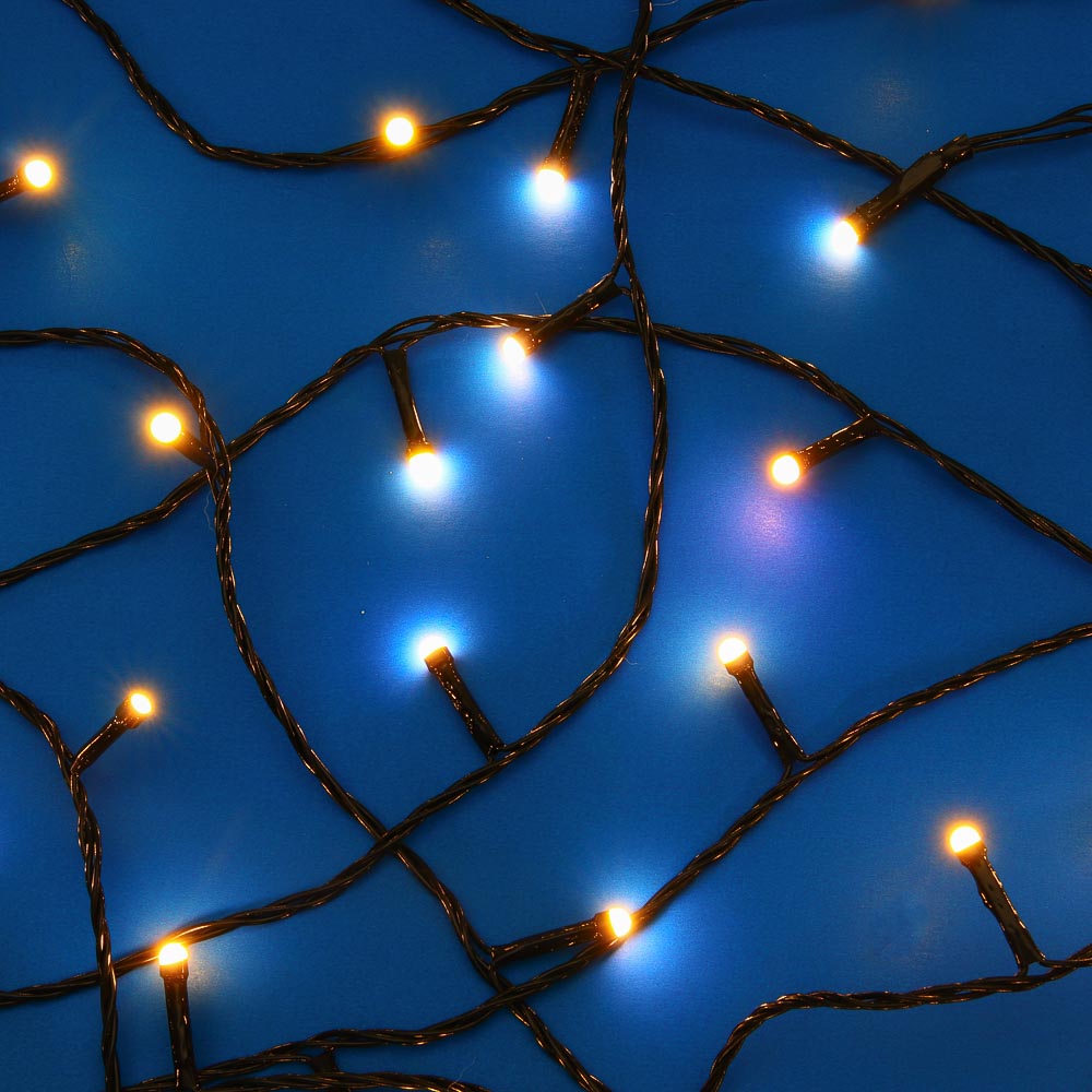 Гирлянда вьюн 30 м СНОУ БУМ, 300 LED ламп, шампань (8 режимов), ПВХ чёрный, 220В, арт.№ 384-223